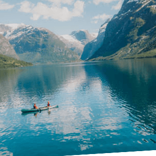 Canoeing a still Norwegian fjord